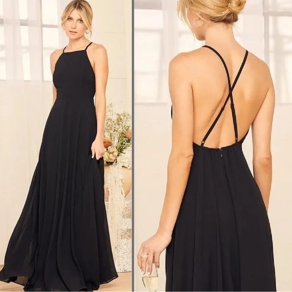 Lulus Dresses & Skirts - Lulus Dark Romance Black Strappy Maxi Dress Sz. XL